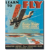 Plaque publicitaire m&eacute;tal avion "learn to fly"