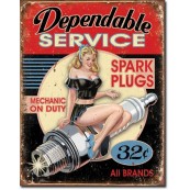 Plaque publicitaire métal vintage pin up USA dependable service