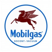 Plaque publicitaire m&eacute;tal ronde " Mobil gas socony "