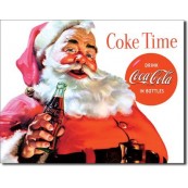 Plaque publicitaire m&eacute;tal coca cola p&egrave;re no&euml;l