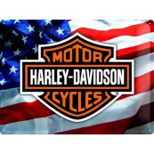 Plaque publicitaire m&eacute;tal Harley-Davidson drapeau am&eacute;ricain