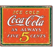 Plaque Coca Cola - Always 5 Cents