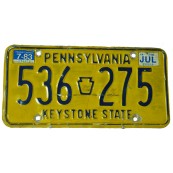 Plaque immatriculation Am&eacute;ricaine Pennsylvanie