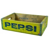 Caisse bois porte-Bouteilles Pepsi jaune