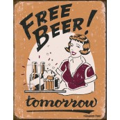 Plaque publicitaire m&eacute;tal "Free Beer"