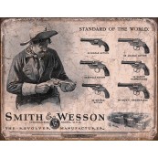 Plaque publicitaire m&eacute;tal "Smith et Wesson cowboy"
