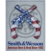 Plaque publicitaire m&eacute;tal "Smith et Wesson flag USA"