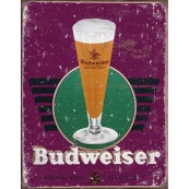 Plaque publicitaire m&eacute;tal "Budweiser mauve"