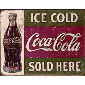 Plaque publicitaire m&eacute;tal "Coca-Cola ice cold"