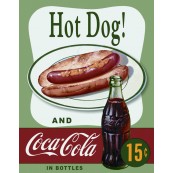 Plaque publicitaire m&eacute;tal "Coca-Cola hot dog"