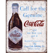 Plaque publicitaire m&eacute;tal "Coca-Cola call the genuine"