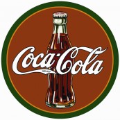 Plaque publicitaire m&eacute;tal ronde "Coca-Cola tarde mark"