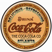 Plaque publicitaire m&eacute;tal ronde "Coca-Cola Home office"