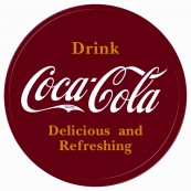 Plaque publicitaire m&eacute;tal ronde "Coca-Cola rouge"