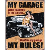 Plaque publicitaire métal My garage pin-up