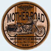 Plaque publicitaire métal ronde Mother Road
