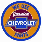 Plaque publicitaire m&eacute;tal ronde "Chevrolet parts"