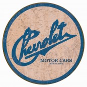 Plaque publicitaire m&eacute;tal ronde "Chevrolet motor cars"