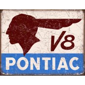 Plaque publicitaire m&eacute;tal "Pontiac V8"