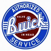 Plaque publicitaire m&eacute;tal ronde "Buick Authorized service"