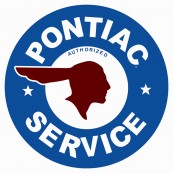 Plaque publicitaire m&eacute;tal ronde "Pontiac service"