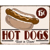 Plaque publicitaire métal Hot Dogs
