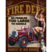 Plaque publicitaire m&eacute;tal "Fire dept"