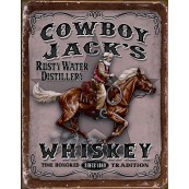 Plaque publicitaire métal Whiskey Jack's cowboy