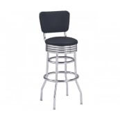 Tabouret de bar pour diner USA noir avec dossier