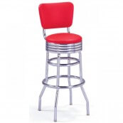 Tabouret de bar pour diner USA rouge avec dossier