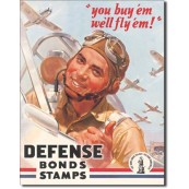 Plaque publicitaire m&eacute;tal "Defense Bonds Stamps"